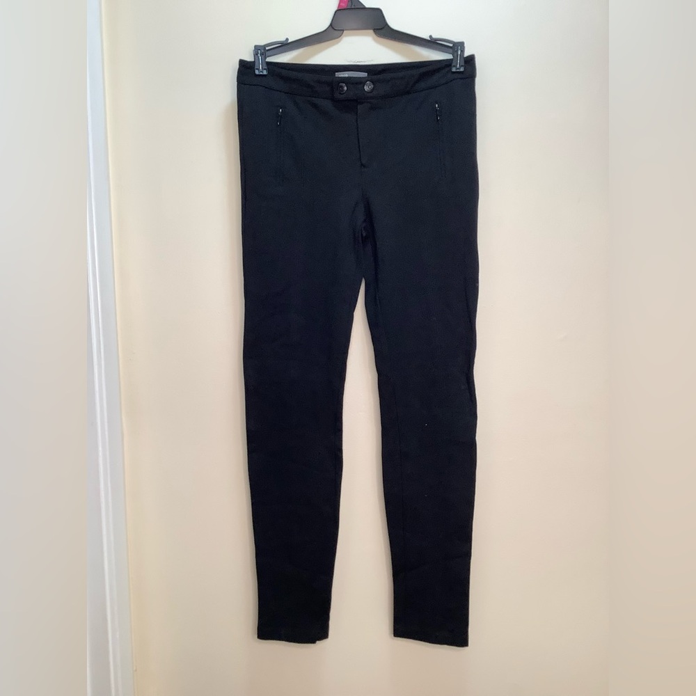 Vince Center Seam Skinny Pants with Front Zip Pockets & Black Hardware